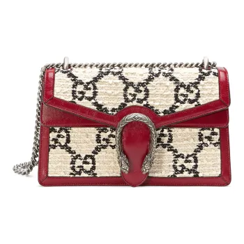 GUCCI Tweed With Leather Crossbody Bag, Shoulder Bag Women's