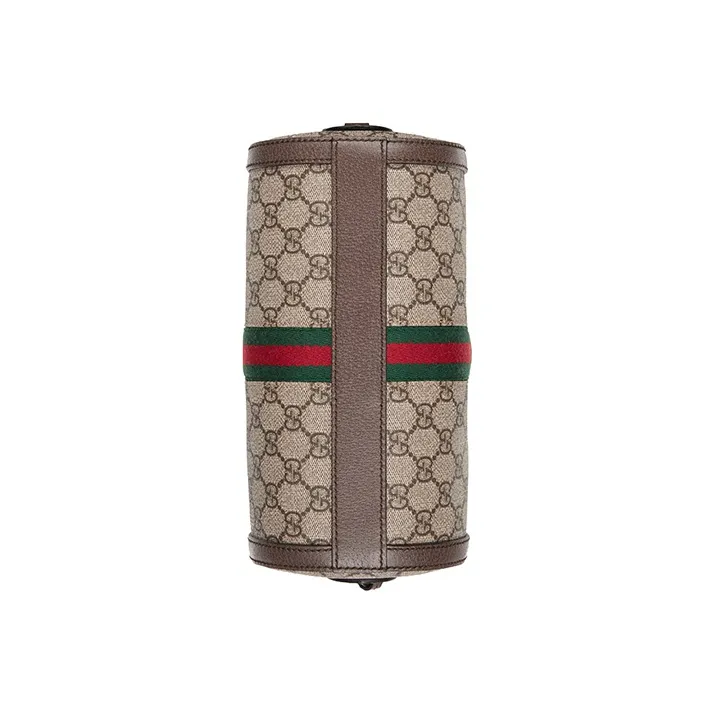 GUCCI Canvas With Leather Boston Bag, Shoulder Bag, Crossbody Bag, Handbag Trumpets Women's Brown-6