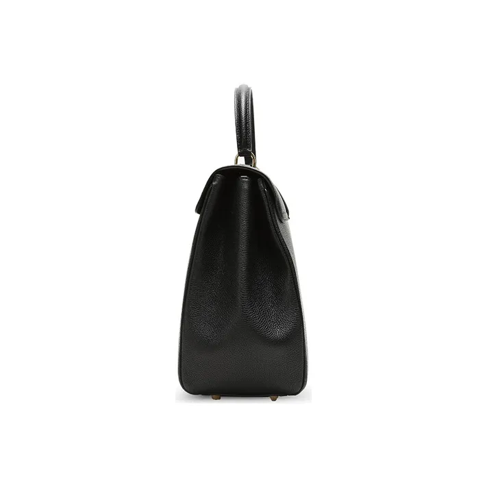 CELINE Grain Calfskin Handbag, Shoulder Bag Medium Size Women's Black-3