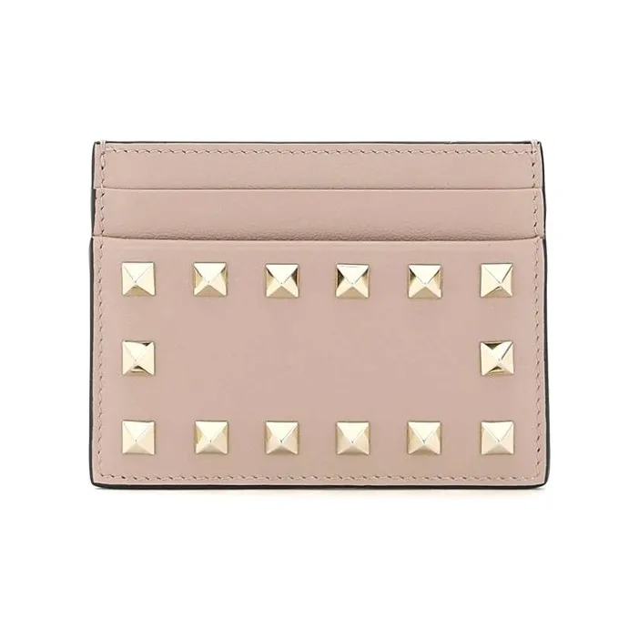 Valentino Calfskin Card Holder, Wallet Women's Pink-0