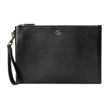 GUCCI Leather Clutch Regular Men's Black