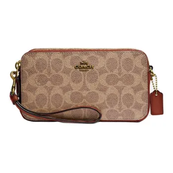 COACH Kira Leather Shoulder Bag Crossbody Bag Women's Brown & Khaki Monogram