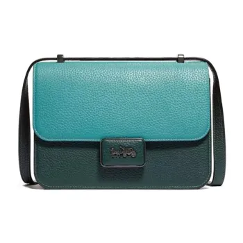 COACH Alie Leather Shoulder Bag, Crossbody Bag, Small Square Bag Women's Vintage Cyan