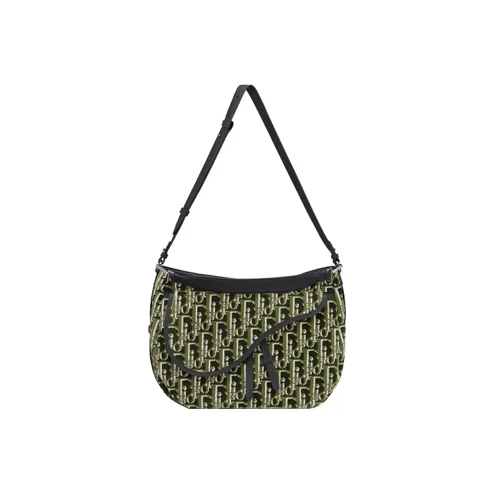 DIOR Saddle Grained Calfskin Saddle Bag Handbag Shoulder Bag Crossbody Bag Men's Olive Green-3