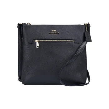 COACH Rowan Leather Document Bag Crossbody Bag Shoulder Bag Medium Size Women's Black Gray Color