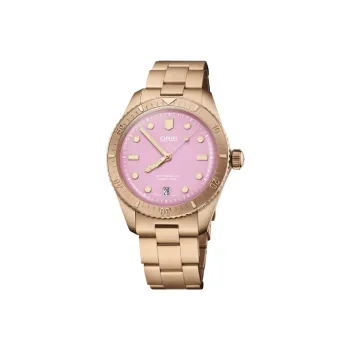Oris Diving Collection Automatic Mechanical Movement Unisex Watch 38mm Pink Watch Dial Bronze Watch Case