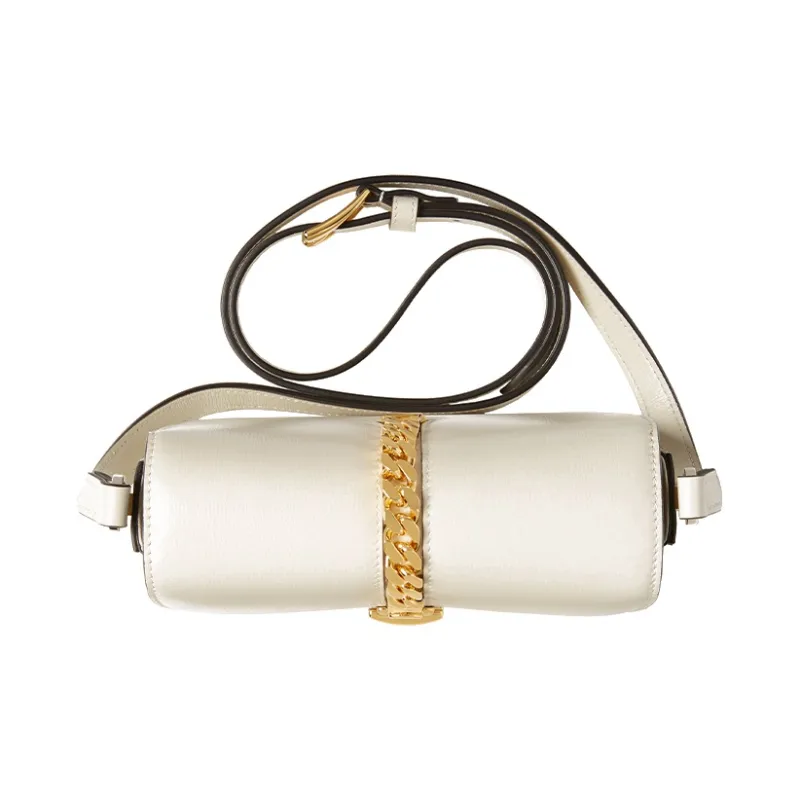 GUCCI Sylvie 1969 Leather Crossbody Shoulder Bag Mini Women's White-4