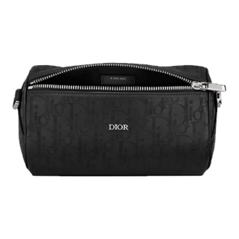 DIOR Leather ROLLER Cylinder Messenger Bag Shoulder Bag Crossbody Bag Men's Black-2