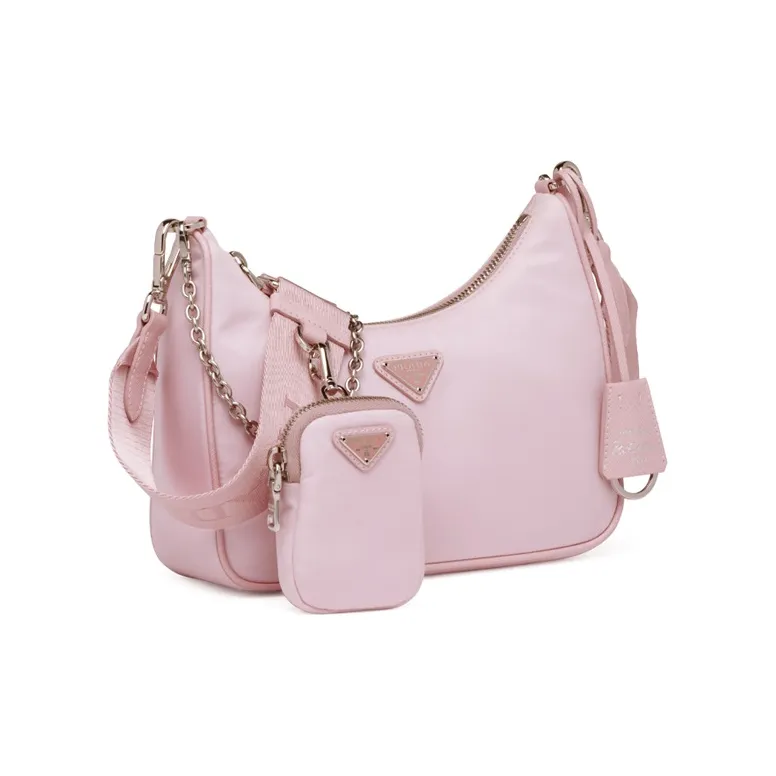 PRADA Re-Edition Nylon Fabric Shoulder Bag Crossbody Bag Regular Women's Snowflake Gypsum Pink-1