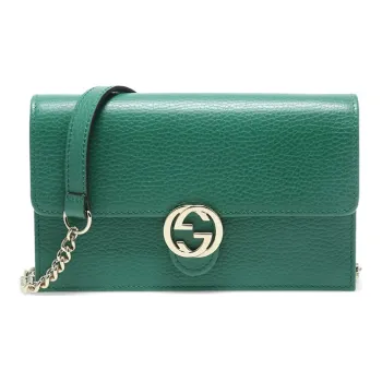 GUCCI Cow Leather Messenger Bag Envelope Bag Wallet Crossbody Bag Shoulder Bag Women's Green