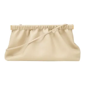NANUSHKA Leather One Shoulder Crossbody Clutch Women's Beige