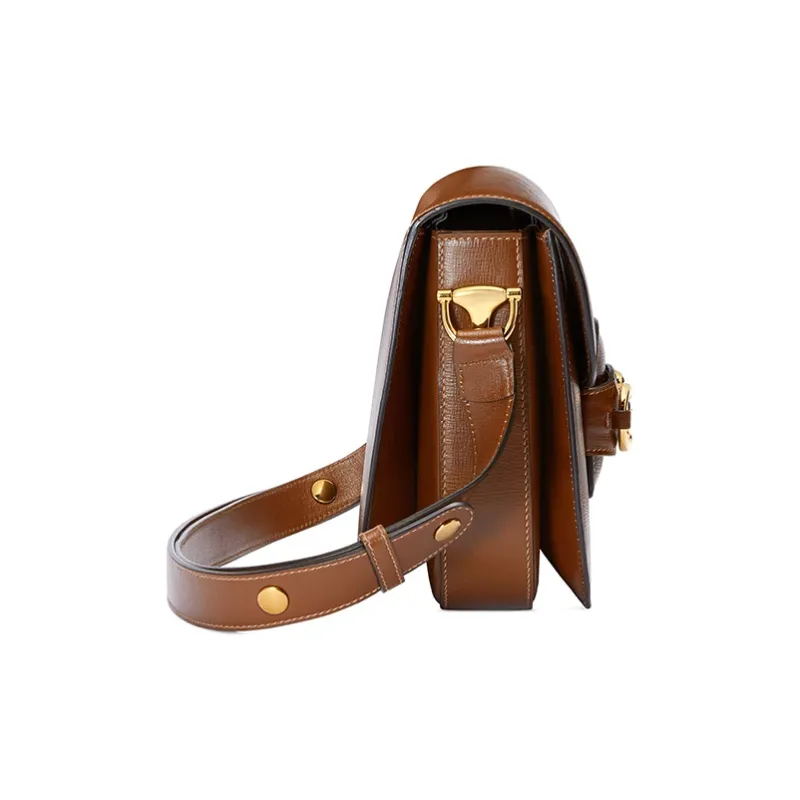 GUCCI Leather Saddle Bag, Crossbody Bag, Shoulder Bag Women's Brown-3