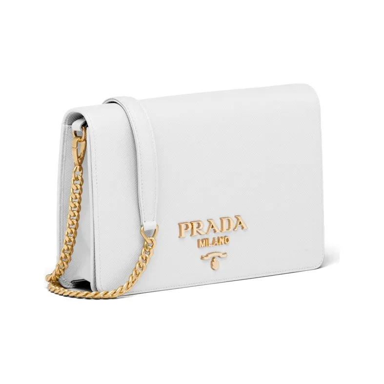 PRADA Saffiano Leather Shoulder Bag, Crossbody Bag, Handbag Mini Women's White-1