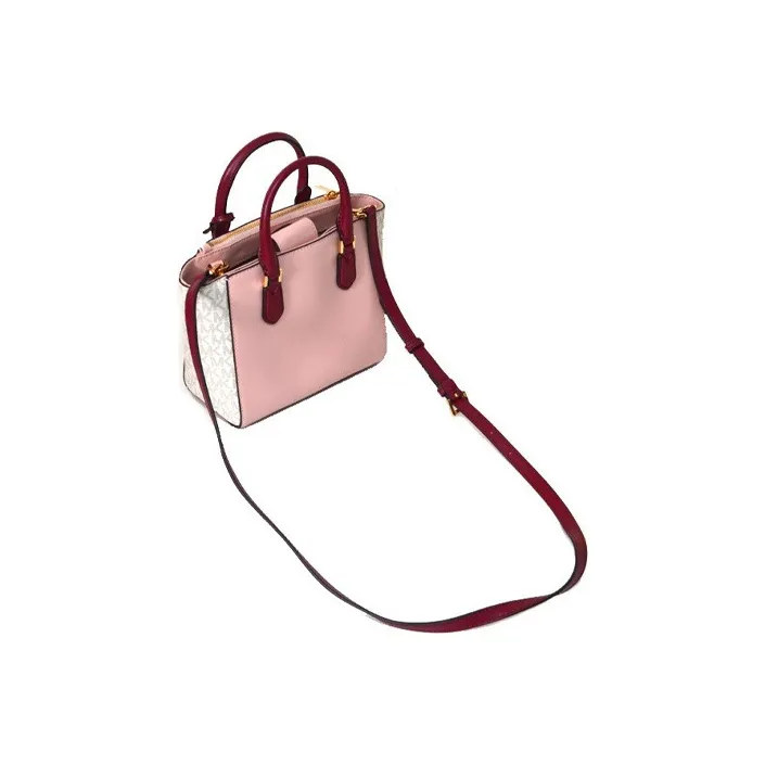 MICHAEL KORS Carolyn Crossbody Bags Handbags Women's Light Monogram & Pink & Burgundy-1