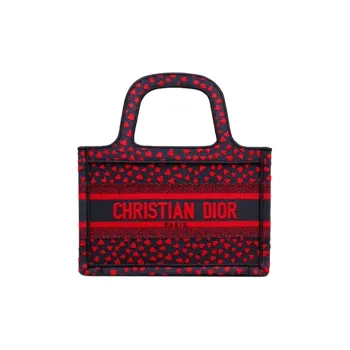 DIOR BookTote Embroidery Tote Bag, Shopping Bag, Handbag Mini Women's Marine Blue/Red