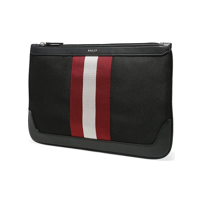 BALLY Cow Leather Clutch Tubas Men's Black-1