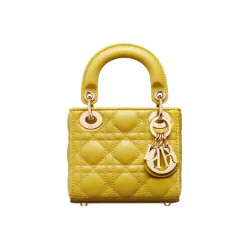 DIOR Lady Dior Sheepskin Dior Bag Shoulder Bag Crossbody Bag Handbag Extra Mini Women's Mustard Yellow