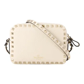 Valentino Cow Leather Shoulder Bag Women's Ecru
