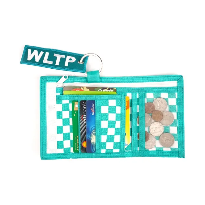 Rough Enough Canvas Bag Keychain Wallet Card Holder Zero Wallet Unisex Green White-2