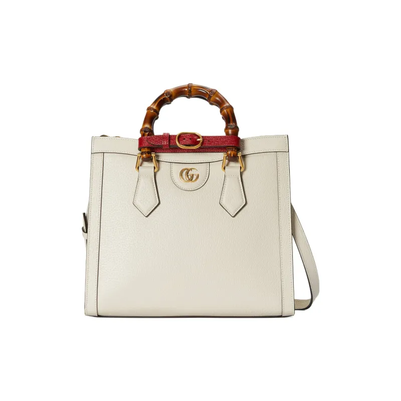 GUCCI Diana Leather Tote Bag, Shopping Bag, Handbag, Shoulder Bag, Crossbody Bag Trumpets Unisex Ecru-1