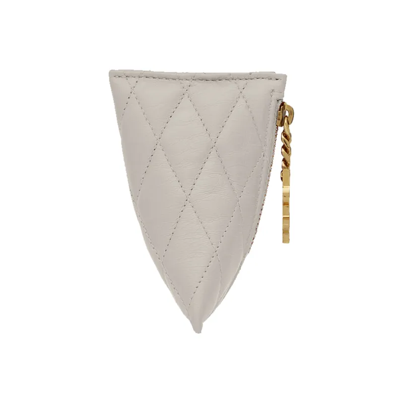 SAINT LAURENT Lambskin Coin Purse Small Size Women's White-5