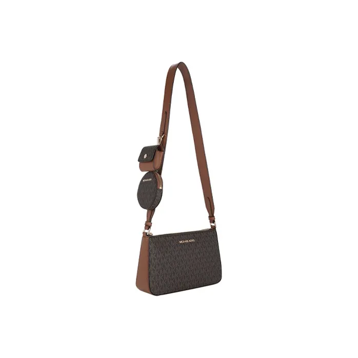 MICHAEL KORS Jet Set Travel Leather Shoulder Bag, Crossbody Bag Women's Dark Brown & Leather Brown-2