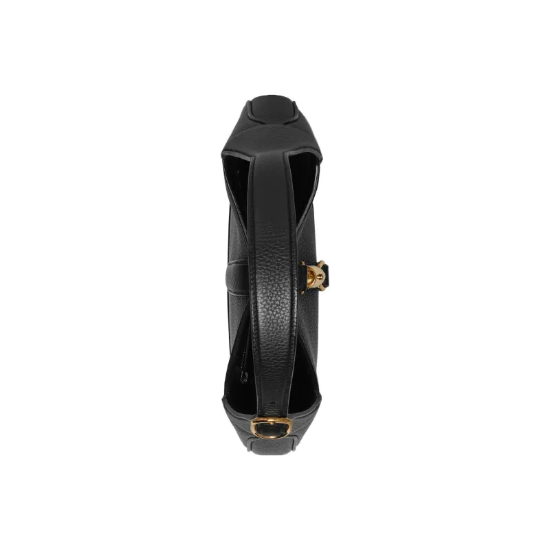 GUCCI Jackie 1961 Grained Leather Crescent Shoulder Bag Shoulder Bag Small Size Women's Black-5