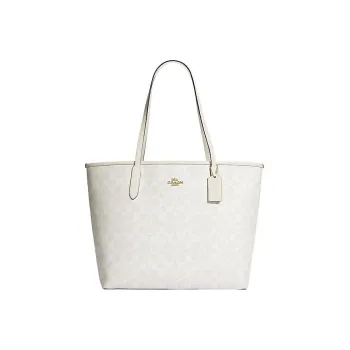 COACH City Canvas With Leather Tote Bag, Shopping Bag, Handbag, Shoulder Bag Large Size Women's
