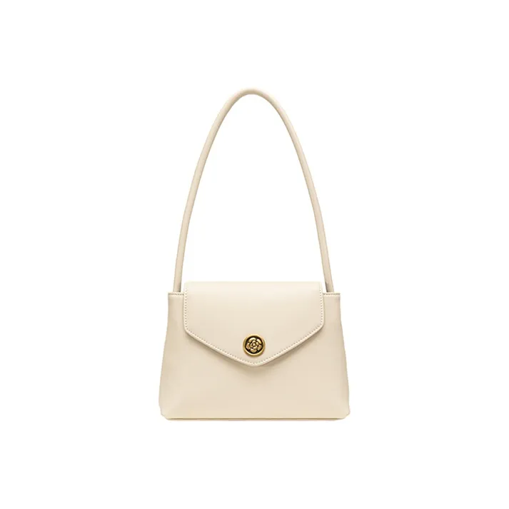 VANESSA HOGAN Cow Leather Handbag, Shoulder Bag Regular Women's Ecru-0