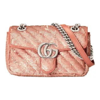 GUCCI Marmont Silk Crossbody Bags Shoulder Bags Women's Light Pink