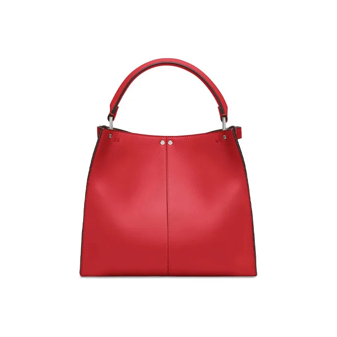 FENDI Fabric With Leather Tote Bag Shopping Bag Handbag Shoulder Bag Medium Size Women's Burgundy-3