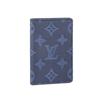 LOUIS VUITTON Pocket Organizer Monogram Shadow Navy Blue