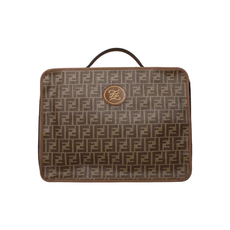 FENDI Leather Single Handle Shoulder Bag Crossbody Bag Handbag Travel Bag Medium Size Men's Brown-0