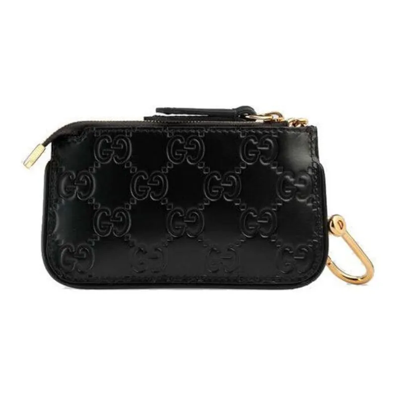 GUCCI Signature Driver Leather Coin Purse Wallet Women's Black-1