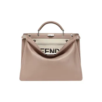 FENDI Peekaboo ISeeU Polyamide Shoulder Bag Crossbody Bag Handbags Medium Size Men's Beige
