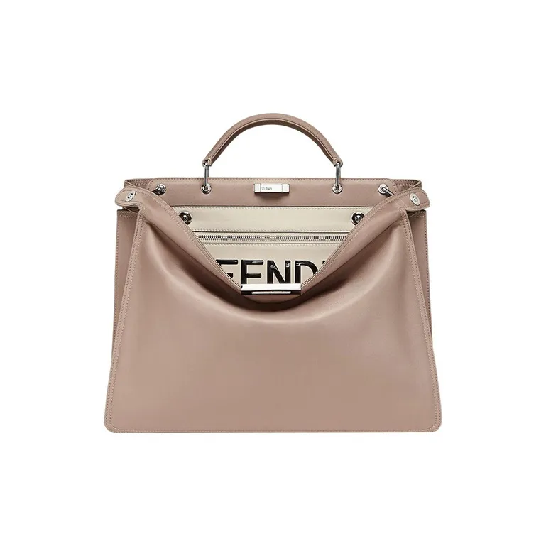 FENDI Peekaboo ISeeU Polyamide Shoulder Bag, Crossbody Bag, Handbag Medium Size Men's Beige-0
