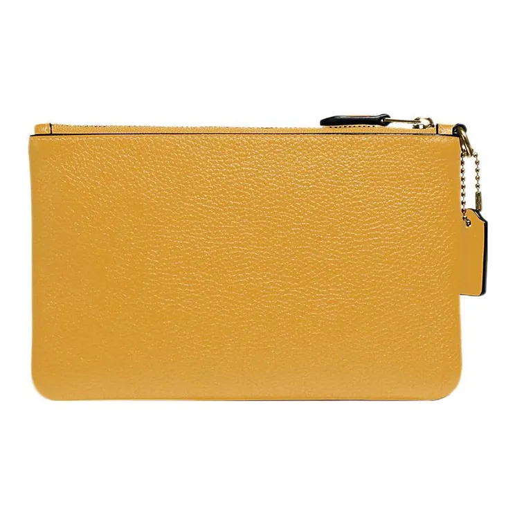 COACH Wristlet Leather Wrist Bag Clutch Coin Purse Small Size Women's Yellow-1