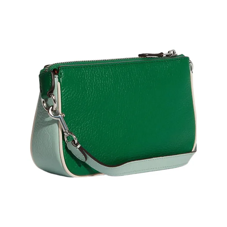 COACH Leather Pochette, Shoulder Bag, Wrist Bag Trumpets Women's Green-1