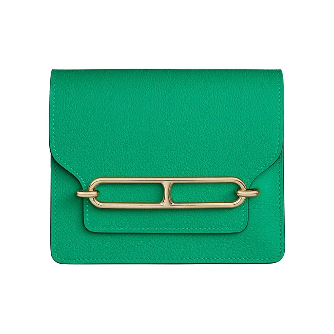 HERMES Roulis Evercolor Calfskin Wallet Coin Purse Card Holder Fanny Pack Women's Green-0