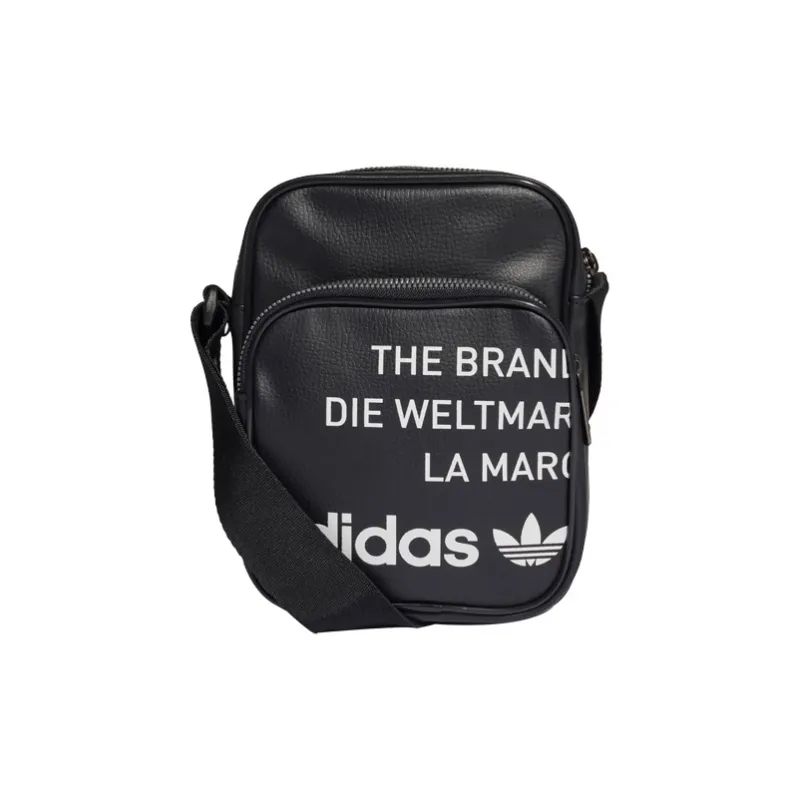 Adidas Originals Leather Crossbody Bag, Small Square Bag, Shoulder Bag Unisex Black-0