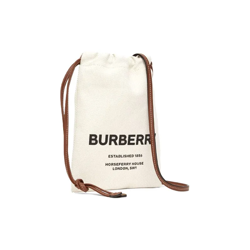 Burberry Horseferry Cotton Canvas Canvas Bag Storage Bag Crossbody Bag Small Size Women's Natural-1