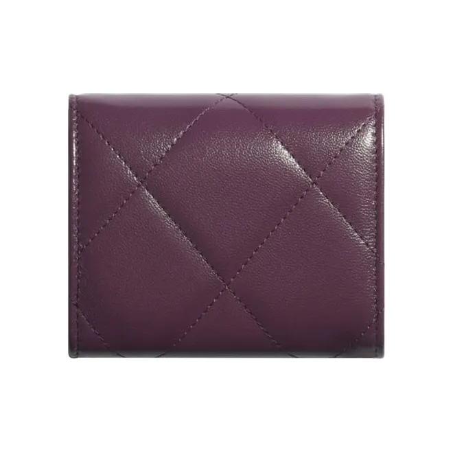 CHANEL 19Bag Sheepskin Card Holder, Wallet Trumpets Women's Purple-1