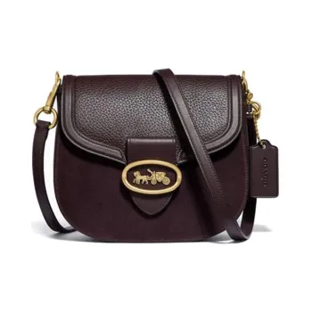 COACH Kat Leather Saddle Bag, Crossbody Bag, Shoulder Bag Trumpets Women's Ox Blood Red