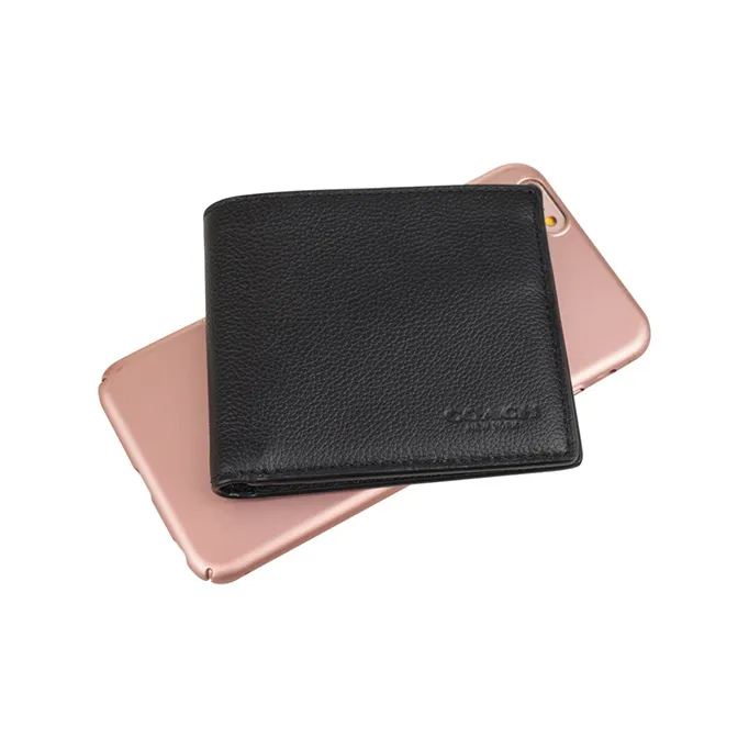 COACH Billfold Wallet Soft Leather Wallet Men's Black-4