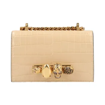 Alexander McQueen Calfskin Small Square Bag Shoulder Bag Crossbody Bag Women's Beige