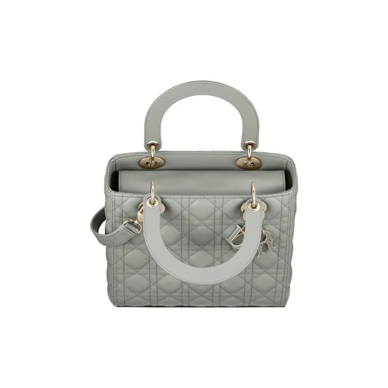 DIOR Lady Dior Sheepskin Dior Bag Shoulder Bag Crossbody Bag Handbag Medium Size Women's Gray-2