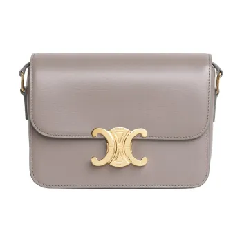 CELINE Triomphe Shiny Cow Leather Shoulder Bag, Handbag, Shoulder Bag, Crossbody Bag Women's Candy Gray