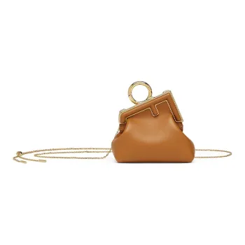 FENDI Fendi First Sheepskin Earphone Case Shoulder Bag Crossbody Bag Extra Mini Women's Brown