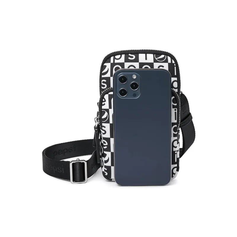 Pepsi Nylon Cell Phone Pouch Large Size Unisex Black White-4
