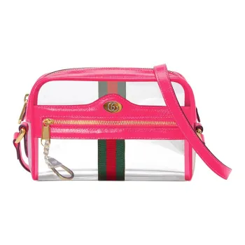 GUCCI Ophidia Leather Patchwork Camera Bag Shoulder Bag Crossbody Bag Mini Women's Transparent/Fuchsia Pink